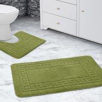 Velosso Greek Key Bathmat Set - Antislip in Lime
