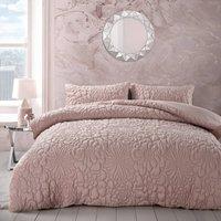 Velosso Quilted Pinsonic Geometric Duvet Cover & Pillowcase Set in Dusty Pink | Size: Single