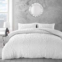 Velosso Quilted Pinsonic Geometric Duvet Cover & Pillowcase Set in White | Size: King