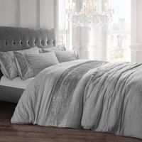 Intimates Diamante Crushed Velvet Duvet Cover & Pillowcase Set in Silver | Size: Double