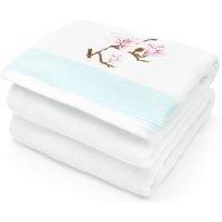 Velosso Japaneese Cherry Blossom Embroidered Cotton Guest Towels in White