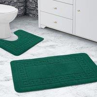 Velosso Greek Key Bathmat Set - Antislip in Emerald