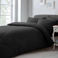 Velosso Chic Microfibre Duvet Cover & Pillowcase Set with Button Closure in Black | Size: King
