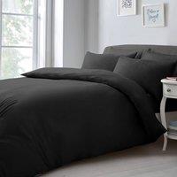 Velosso Chic Microfibre Duvet Cover & Pillowcase Set with Button Closure in Black | Size: Super King