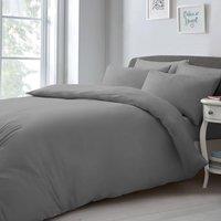 Velosso Chic Microfibre Duvet Cover & Pillowcase Set with Button Closure in Grey | Size: Double