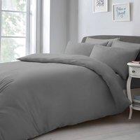 Velosso Chic Microfibre Duvet Cover & Pillowcase Set with Button Closure in Grey | Size: King