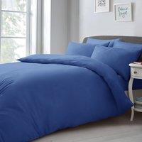 Velosso Chic Microfibre Duvet Cover & Pillowcase Set with Button Closure in Dark Blue | Size: Double