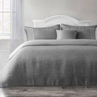 Velosso Waffle Weave Duvet Cover Set - Textured Pillowcase, Button Enclosure in Silver | Size: Single