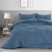 Velosso Elegant Microfibre Duvet Cover & Pillowcase Set, Breathable Bed Linen in Blue | Size: Super King