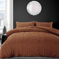 Velosso Quilted Pinsonic Geometric Duvet Cover & Pillowcase Set in Orange | Size: Double