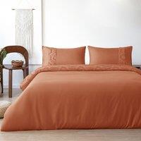 Velosso Chic Bedroom Tufted Duvet Cover & Pillowcase Set in Orange | Size: King