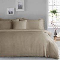 Velosso Waffle Weave Duvet Cover Set - Textured Pillowcase, Button Enclosure in Natural | Size: Super King