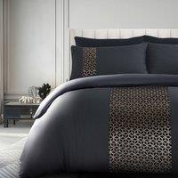 Velosso Foil Printed Luxury Bedding Set - Stylish Duvet Cover & Pillowcase Set in Black | Size: King