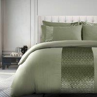 Velosso Foil Printed Luxury Bedding Set - Stylish Duvet Cover & Pillowcase Set in Light Green | Size: King