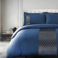 Velosso Foil Printed Luxury Bedding Set - Stylish Duvet Cover & Pillowcase Set in Navy | Size: Single