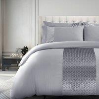 Velosso Foil Printed Luxury Bedding Set - Stylish Duvet Cover & Pillowcase Set in Silver | Size: Double