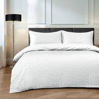 Velosso Elegant Embossed Pattern Duvet Cover & Pillowcase Set in White | Size: King