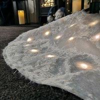 Samuel Alexander 90cm USB Powered Light up White Fur Fabric Christmas Tree Skirt with LEDs