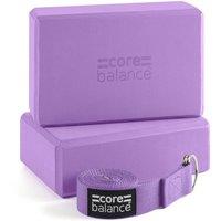 Core Balance Yoga Block Set EVA Foam Brick With D Ring Stretch Strap Belt in Purple
