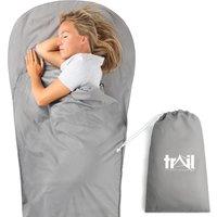 Trail Outdoor Leisure Mummy Sleeping Bag Liner Single Adult Lightweight Compact With Pillow Pocket in Grey