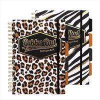 Pukka Pad, Wild B5 Hardback Project Book Pack of 2 Wirebound Notebooks w/ & Leopard Print Design Includes 4 Repositionable Dividers & Elasticated