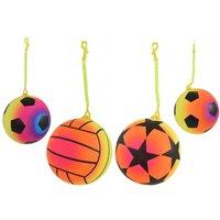 MY Multicoloured 9" Neon Sports Ball With Keychain Assorted Design