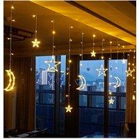 Groundlevel Indoor / Outdoor Star & Moon LED Curtain Lights in White