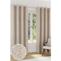 Enhanced Living Sherwood' Natural 100% Blackout, Thermal, Jacquard Leaf Design Pair of Eyelet Curtains | Size: 117 cm width x 137 cm drop