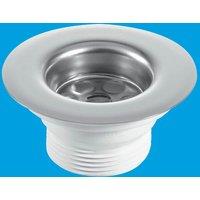 McAlpine BSW6PR Centre Pin Sink Waste: 85mm Stainless Steel Flange with Blac in Black