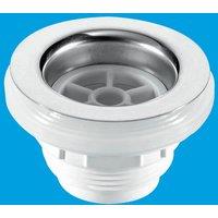 McAlpine BSW10 1.5" Backnut Bath Waste: 70mm Stainless Steel Flange x 1.5" T in White