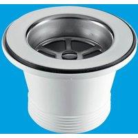 McAlpine BSW21PC Centre Pin Sink Waste: 85mm Stainless Steel Flange with Plu in Silver