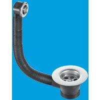 McAlpine FSW2PC Sink Combined Waste & Overflow - Chrome Plated Overflow Gr in Silver