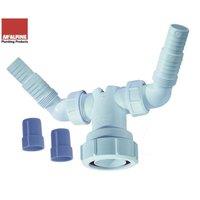 McAlpine V33WM Twin Connector for plumbing two domestic appliance discharge hoses into Standpipe Trap in White