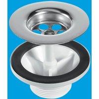 McAlpine BSW6CP2H 1.5" Centre Pin Sink Waste: 85mm Stainless Steel Flange: W in Silver
