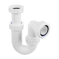 McAlpine ASA10-FS P-Trap 75mm Water Seal Adjustable Inlet Tubular Swivel 'P' trap Universal Outlet Fixed stalk in White