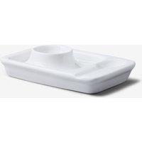 WM Bartleet & Sons Porcelain Egg Plate with Groove for Spoon in White