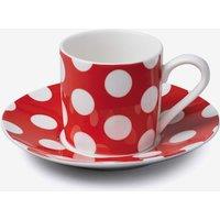 WM Bartleet & Sons Porcelain Spotty Espresso Cup & Saucer in Red