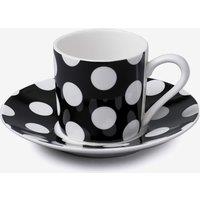 WM Bartleet & Sons Porcelain Spotty Espresso Cup & Saucer in Black