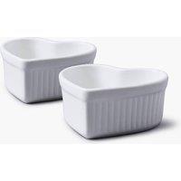 WM Bartleet & Sons Porcelain Heart Shaped Ramekin Set of 2 in White