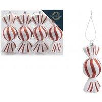 Garden Greatness Set Of 4 White Candy Sweet Stripe Baubles | Size: 1 Pack