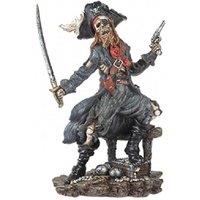 PMS Collectable 21Cm Skeleton Pirate Figurine With Sword & Pistol