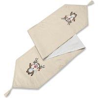 Luxury Living Reindeer Christmas Table Runner in Cream