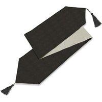 Luxury Living Faux Linen Fully Lined Table Runner in Black