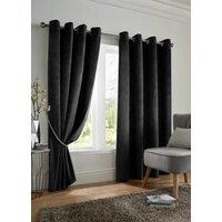 Luxury Living Velvet Ring Top Blackout Curtains in Black | Size: 117 cm width x 229 cm drop