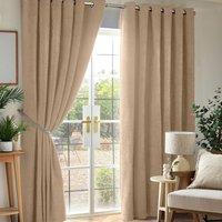 Luxury Living Chenille Blackout Ring Top Eyelet Curtains in Beige | Size: 117 cm width x 229 cm drop