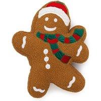 Luxury Living Cute Christmas Gingerbread Man Embroidered Cushion in Brown | Size: 50 cm x 35 cm
