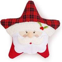 Luxury Living Star-Shaped Embroidered Christmas Santa Cushion in Red | Size: 45 cm x 45 cm