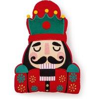 Luxury Living Nutcracker Festive Embroidered Christmas Cushion in Red | Size: 50 cm x 35 cm