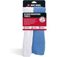 DIRT DEVIL Pack of 2 Kitchen Microfibre Towels 30 x 30cm Blue White | Size: 30 cm