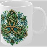 Simply Stunning Mugs Handcrafted Ceramic Mug with Intricate Celtic Knot Design in White